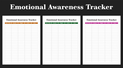 Emotional Awareness Tracker, interior, template, kdp,