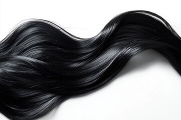 Black hair extension against white background.