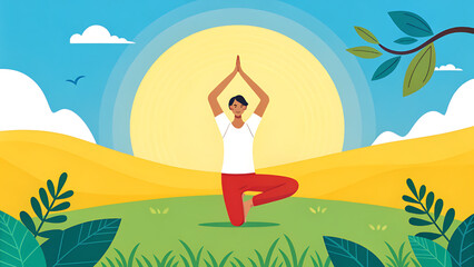 a vector illustration of a person practicing yoga