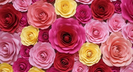Obraz premium Paper Flowers Arrangement in Various Colors for Decoration