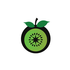 fresh green kiwi Silhouette vector 