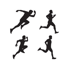 Dynamic Silhouettes of Runners in Motion – Sprinting and Athletic Energy Concept