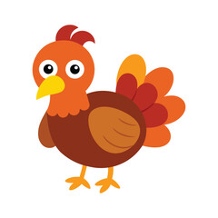 Cute cartoon turkey illustration thanksgiving day design element isolated on white background