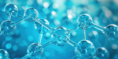 Simple and clean molecular background with interconnected light blue nodes