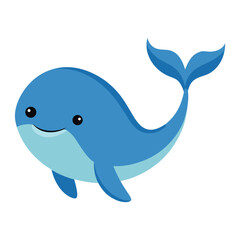 Obraz premium Cute blue whale cartoon illustration for childrens books and educational materials