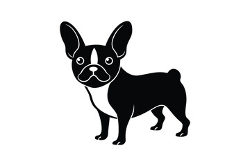 Silhouette art illustration of a minimalist French Bulldog.eps