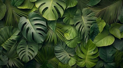 Lush tropical leaves backdrop