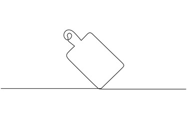Continuous one line drawing of kitchen chopping board, Kitchen tools continuous one line illustration. Vector minimalist linear illustration.