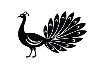 Silhouette art illustration of a minimalist peacock.eps