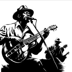 44 Mural paying tribute to local musicians SVG Monochrome Black Flat Vector Isolated on White Background
