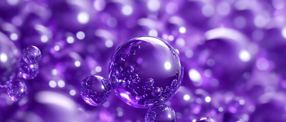 Captivating purple spheres in a mesmerizing dance of light and shadow creating a dreamy and ethereal atmosphere with a soft focus and elegant style