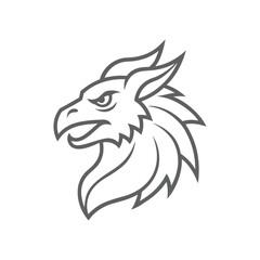Bold Griffin Head Line Art Logo Design