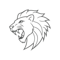 Fierce Roaring Lion Logo in Elegant Line Art Style