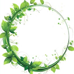 Nature leaves circular frame, blank space, graphic design