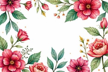 Obraz premium Intricate watercolor floral pattern for flyers, spring, romantic, invitation