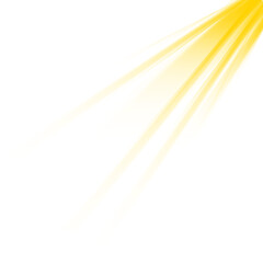 Bright Yellow Sunrays Sunshine Glow Light Effect Isolated on Transparent Background

