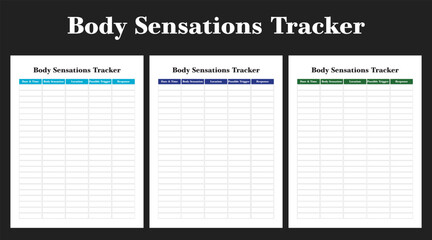 Sensations Tracker, kdp, interior, tracker, planner, medical template,