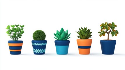 A vibrant display of potted plants in colorful pots, perfect for adding a touch of green to any space.