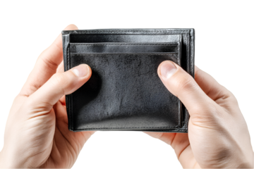 Empty Wallet in Hands Showing Financial Struggle or Lack of Money