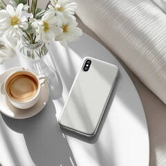 mobile case mockup Minimal White Mood Smartphone Case Mockup – Clean Photorealistic Product Presentation, Ai generate