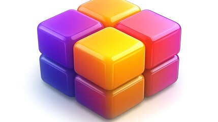 Obraz premium Colorful, geometric, interlocking, cubes, arranged, in, a, three-dimensional, design.