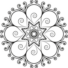 Beautiful mandala design. Unique mandala on abstract background.Black and white mandala vector isolated on white