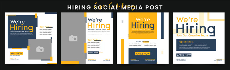 We Are Hiring Editable Social Media Post for Job Openings Recruitment and Employment Campaigns Ideal for Businesses to Advertise Career Opportunities on Instagram Facebook LinkedIn and Other Platforms