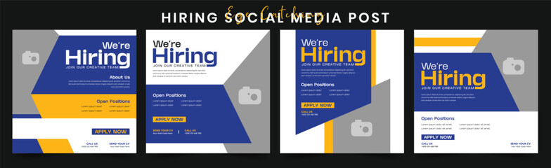 We Are Hiring Editable Social Media Post for Job Openings Recruitment and Employment Campaigns Ideal for Businesses to Advertise Career Opportunities on Instagram Facebook LinkedIn and Other Platforms