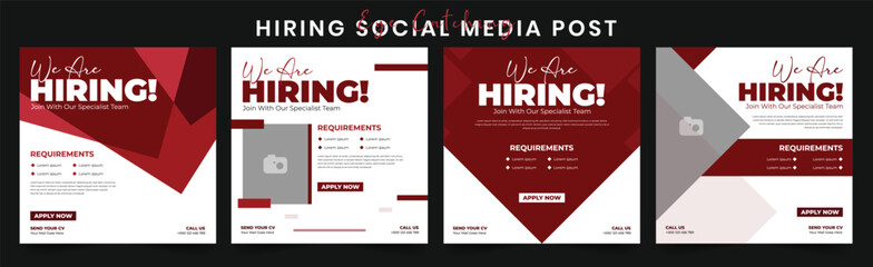 We Are Hiring Editable Social Media Post for Job Openings Recruitment and Employment Campaigns Ideal for Businesses to Advertise Career Opportunities on Instagram Facebook LinkedIn and Other Platforms