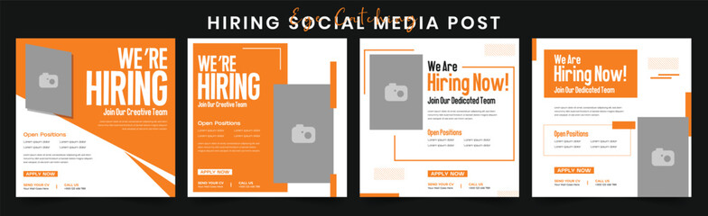 We Are Hiring Editable Social Media Post for Job Openings Recruitment and Employment Campaigns Ideal for Businesses to Advertise Career Opportunities on Instagram Facebook LinkedIn and Other Platforms