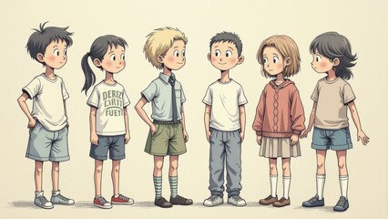 Cartoon character group illustration