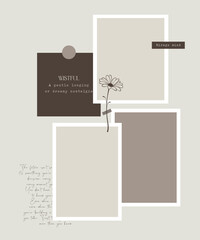 Simple memo pad note layered scrapbook style element with photo frame collage