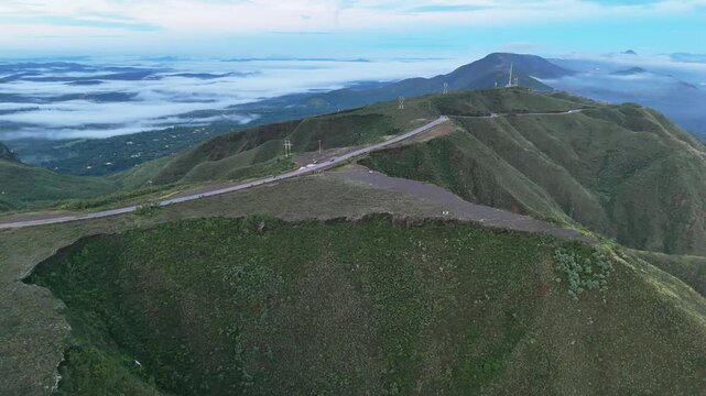 Above the Clouds: Slow Motion Journey Along Serra do Rola Mo&ccedil;a Mountain Ridge