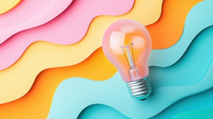 lightbulb colourful Background Lightbulb against a vibrant and colorful background with abstract shapes and patterns, cheerful and creative