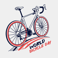 World Bicycle Day celebration vector T-shirt template design.	