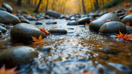 Natural style autumn stream image