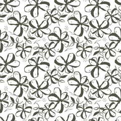 seamless watercolor flowers leaf bunch pattern background design