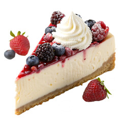 cheesecake with berries isolated on transparent background