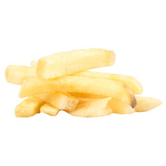 A pile of fried french fries isolated on white background