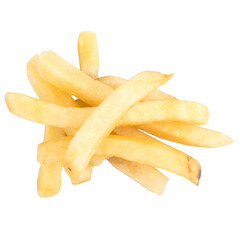 A pile of fried french fries isolated on white background