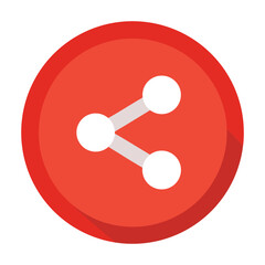 Red round share icon connecting dots for social media platform