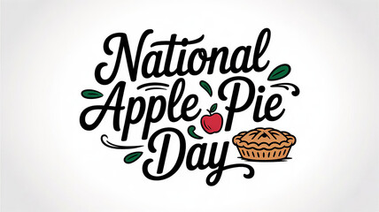 National Apple Pie Day lettering greeting poster with minimal decoration elements like an Apple Pie icon, generative ai