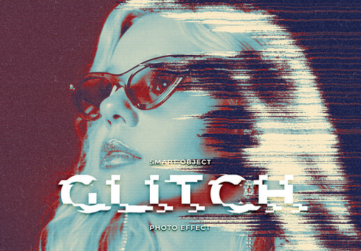 Dissolving Glitch Image Effect Mockup