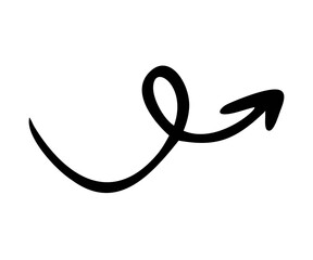 Arrow mark icon. Arrow paint. Hand drawn arrow mark illustration on transparent background. 