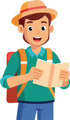 Tourist with map vector 