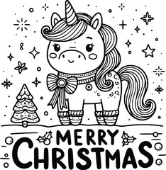Magical Christmas Unicorn Clipart – Festive Holiday Illustration