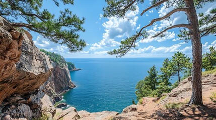 Fototapeta premium Picturesque Summer Landscape of Lake Superior’s Shoreline