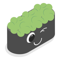 3D Isometric Flat Vector Set of Various Sushi, Rolls and Nigiri Funny Characters, Japanese Traditional Cuisine. Item 5