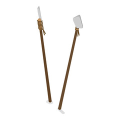 3D Isometric Flat Vector Set of Stone Age Tools, Prehistoric Weapons. Item 2