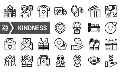 25 Kindness Line Icons for Your Designs.